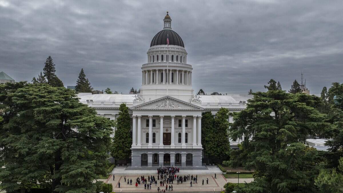 The California state Capitol building seen from a drone on Thursday, April 30, 2026. The state lawyer union — California Attorneys, Administrative Law Judges and Hearing Officers in State Employment — claims return-to-office mandate could put bar licenses at risk.